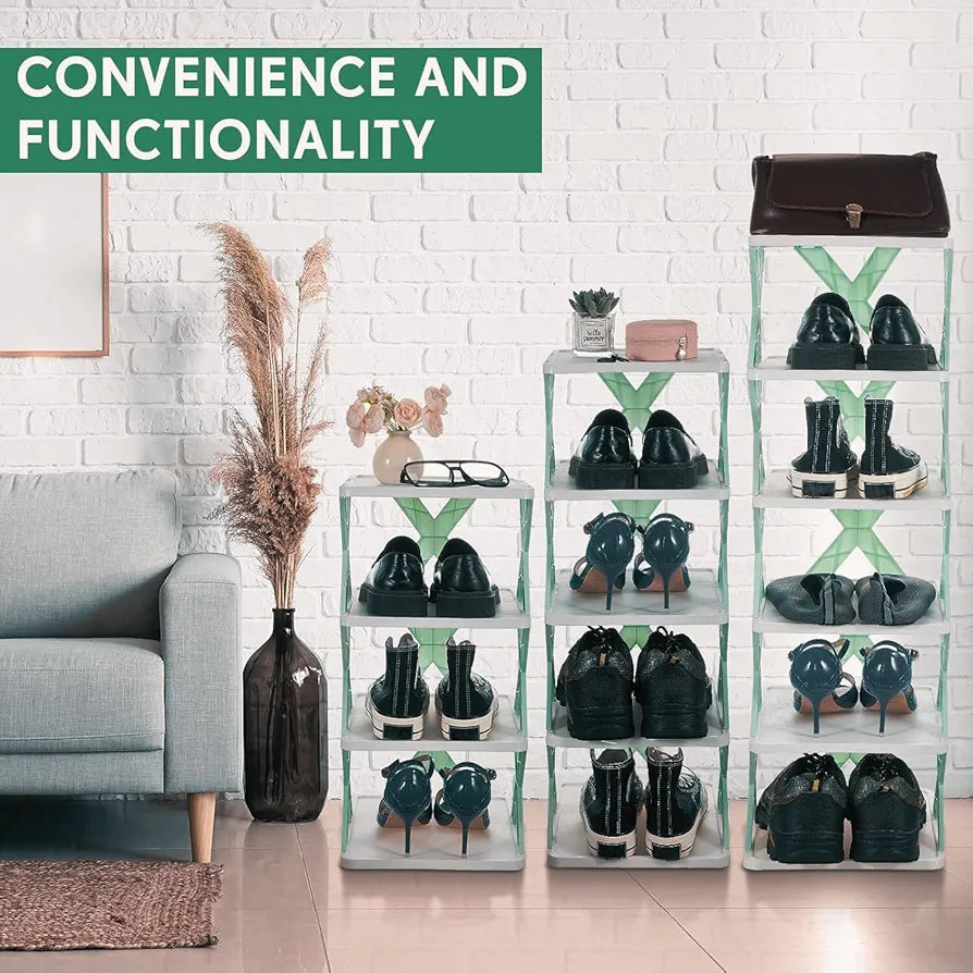 Adjustable Plastic Shoe Rack for Home | Foldable & Durable Multipurpose Shoe Organizer Stand