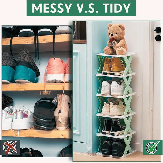 Adjustable Plastic Shoe Rack for Home | Foldable & Durable Multipurpose Shoe Organizer Stand