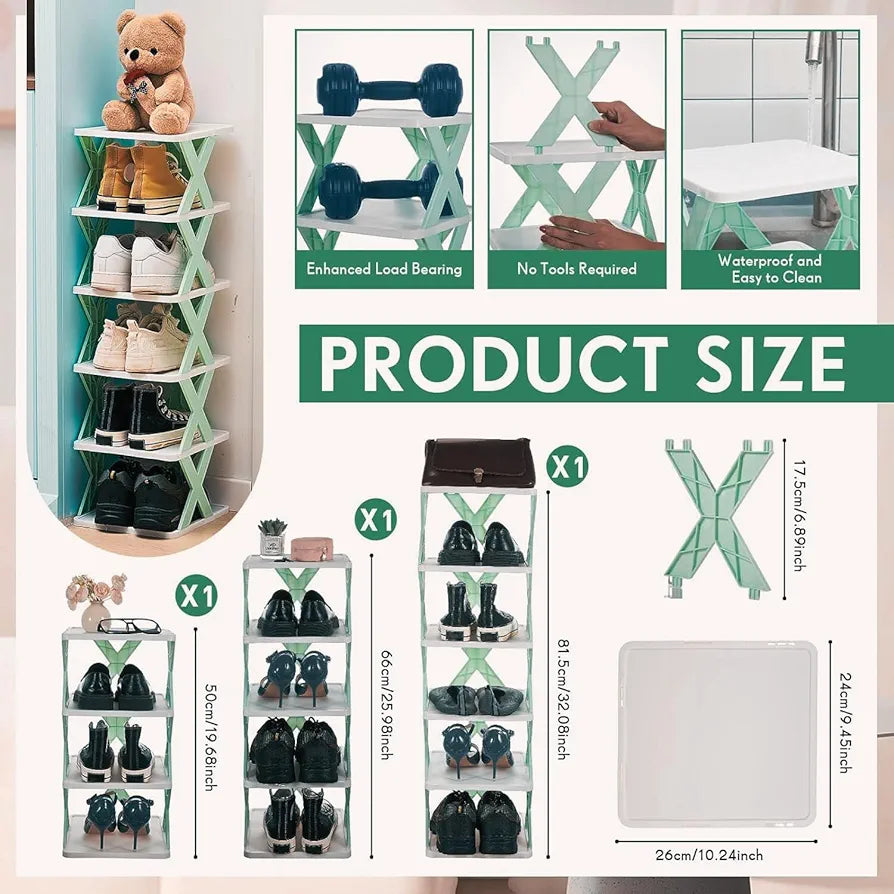 Adjustable Plastic Shoe Rack for Home | Foldable & Durable Multipurpose Shoe Organizer Stand